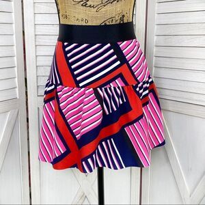 Express Geometric Stripe Circle Mini Skirt Small Blue Pink